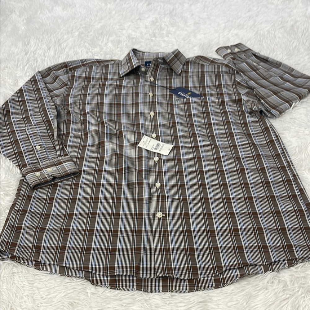 Stafford Brown Casual Button Down Shirt MENS SIZE 16.5 - Picture 1 of 8